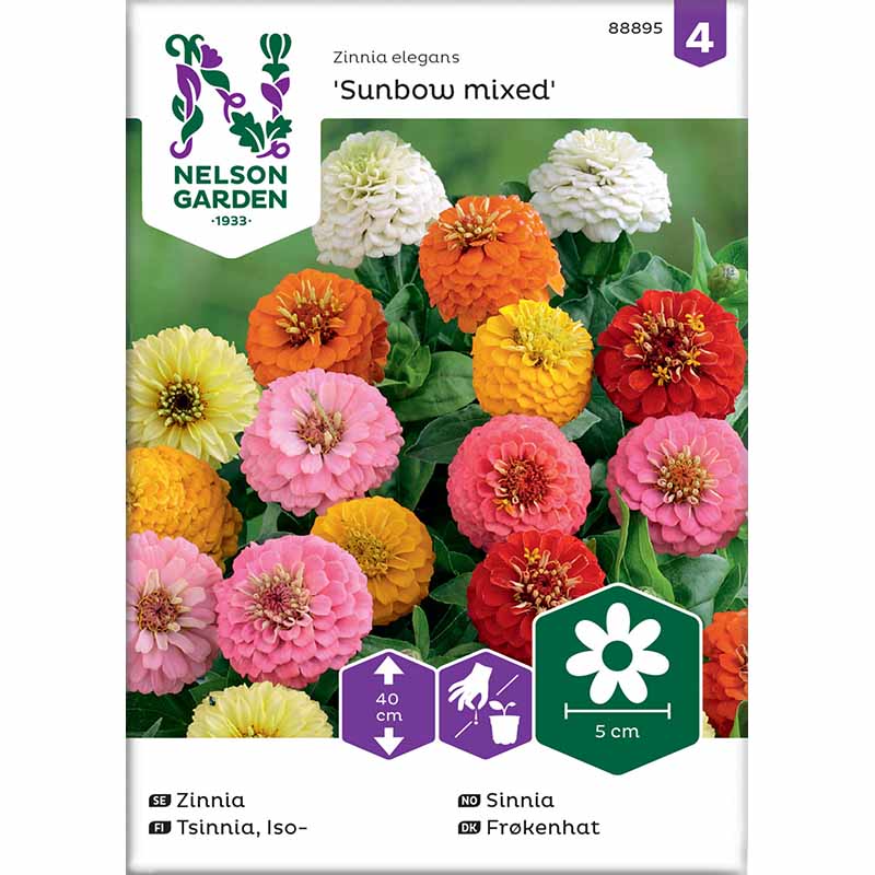 Zinnia Sunbow blandede farver